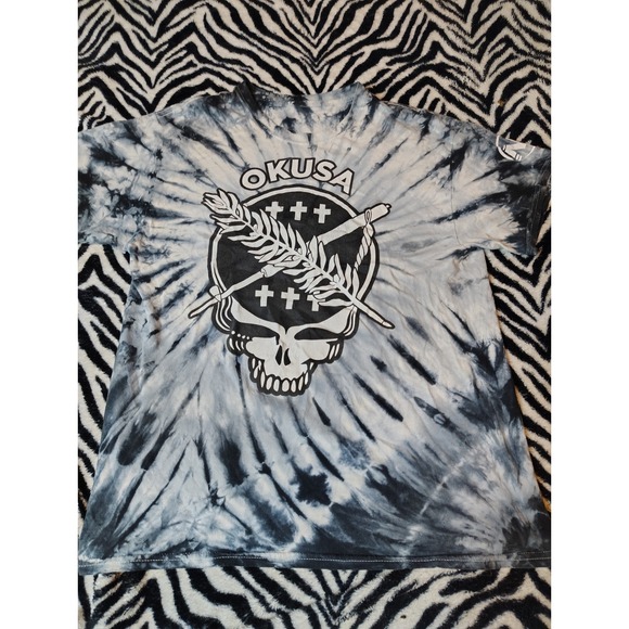 Grateful Dead Tie Dye T-Shirt Men's‎ Large Grey Black OK Oklahoma Concert Tour - Picture 3 of 8